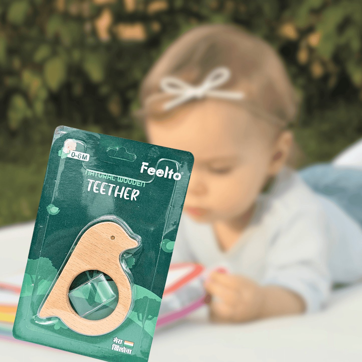 Toy Eco-Friendly Wooden Sparrow Teether for 6-12 Month Infants