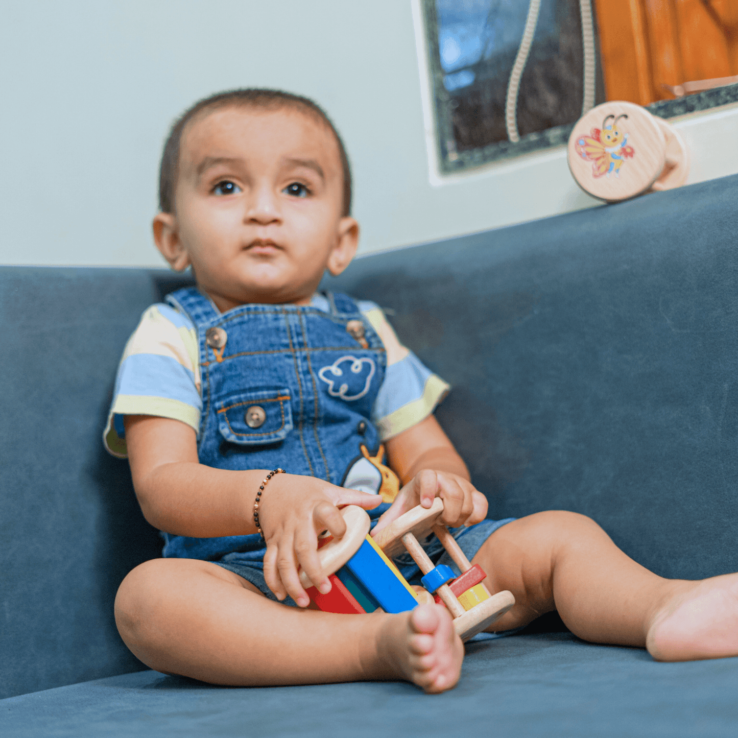 Toy Wooden Stick Rattle for Infants 6-12 Months | Safe Wooden Baby Toy