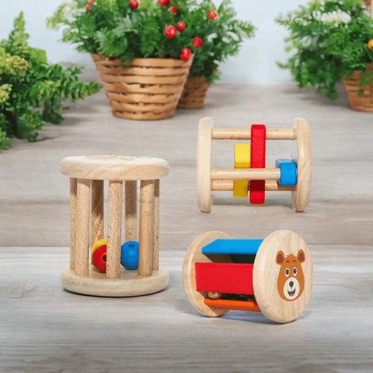 Toy Feelto toys Set of 3 premium wooden rattles for baby