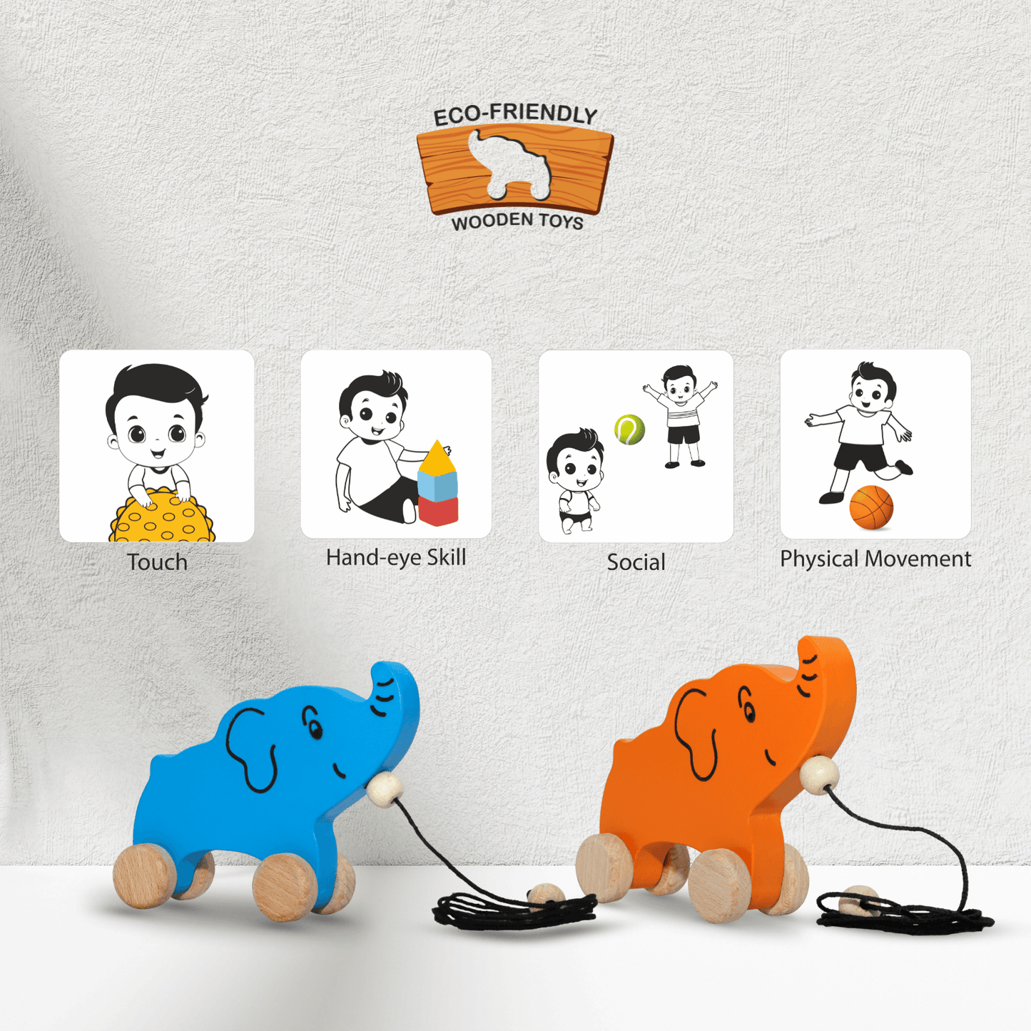 Toy Wooden Pull Along - Elephant toy for kid