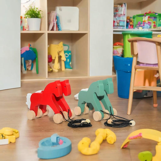 Toy Pull-Along Wooden Horse Toy - Fun & Engaging Play for Kids