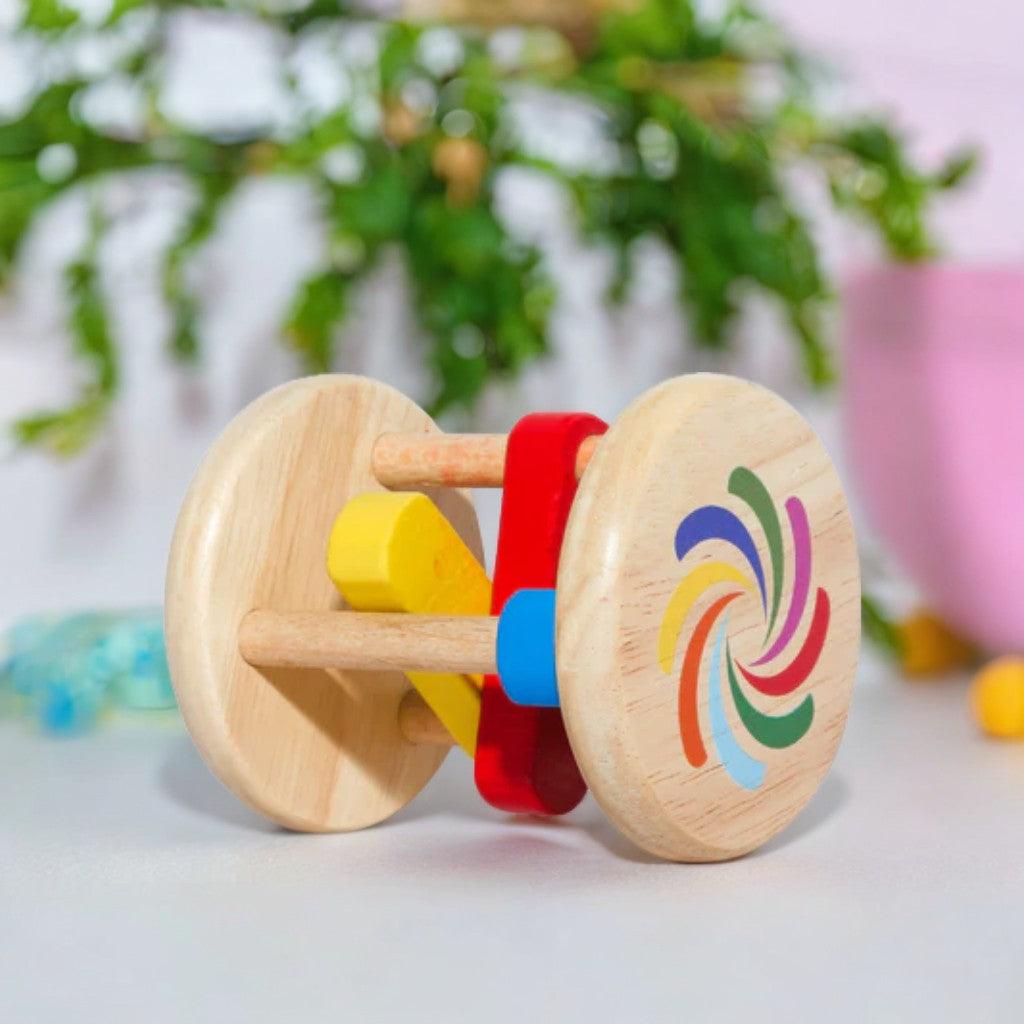 Toy Wooden Stick Rattle for Infants 6-12 Months | Safe Wooden Baby Toy