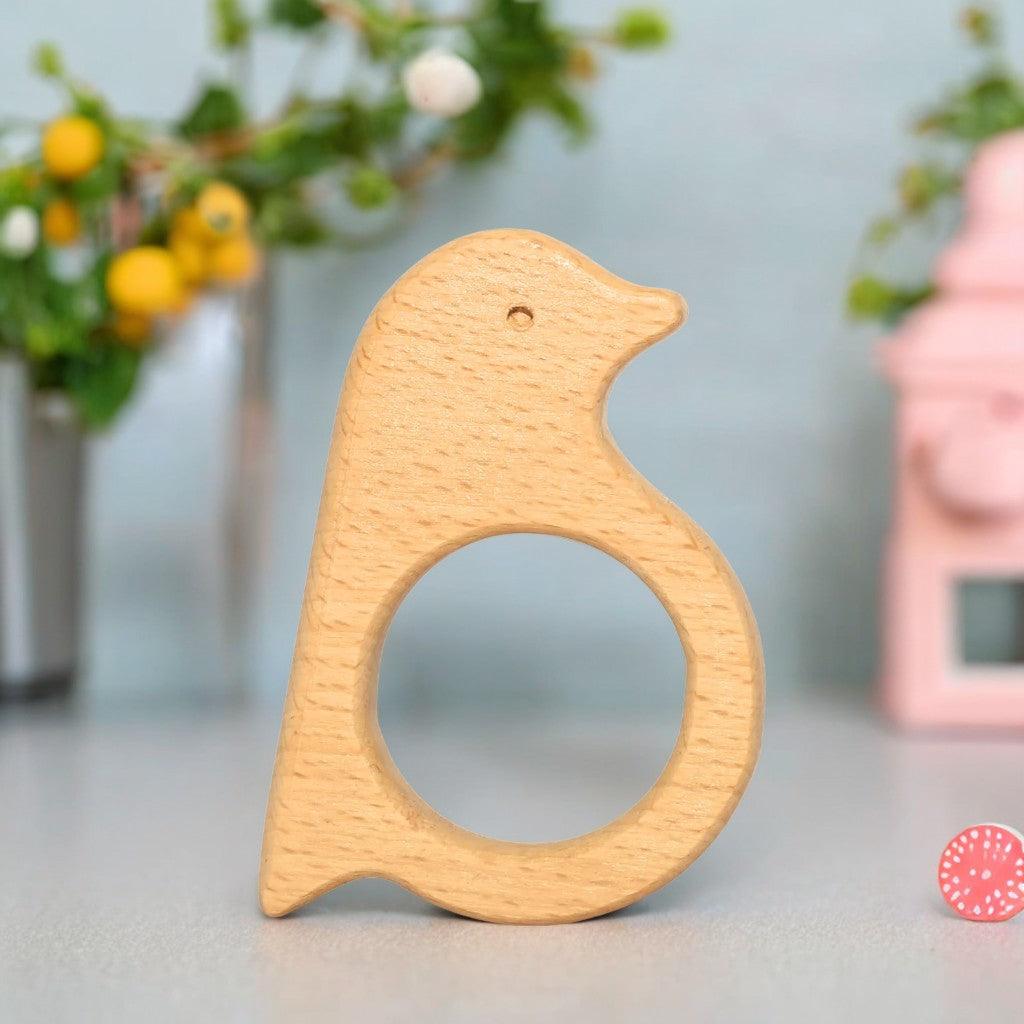 Toy Eco-Friendly Wooden Sparrow Teether for 6-12 Month Infants