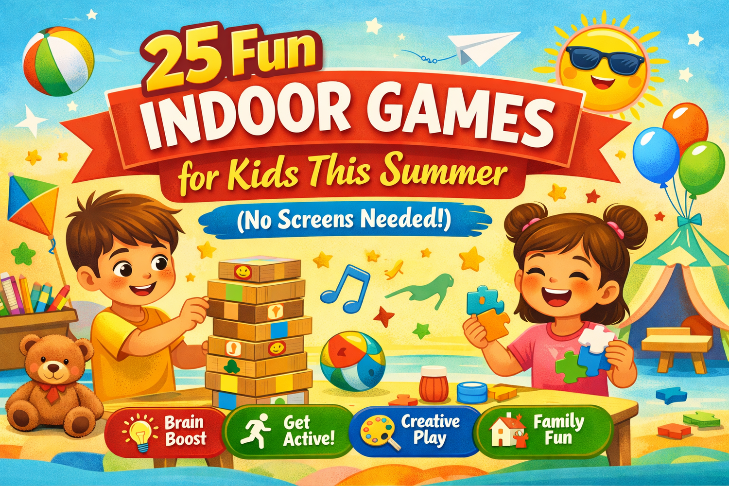 🎲 25 Fun Indoor Games for Kids This Summer (No Screens Needed)
