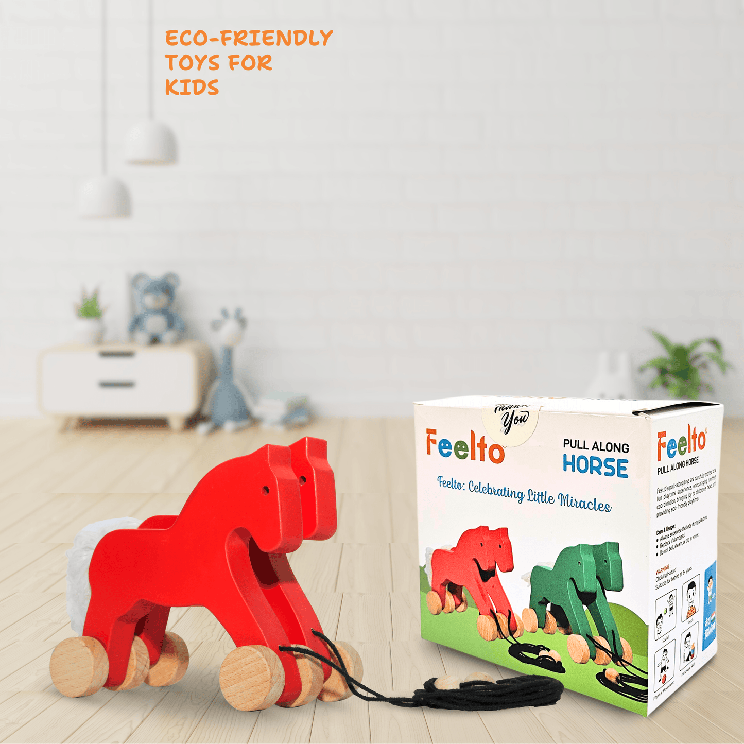 Toy Pull-Along Wooden Horse Toy - Fun & Engaging Play for Kids