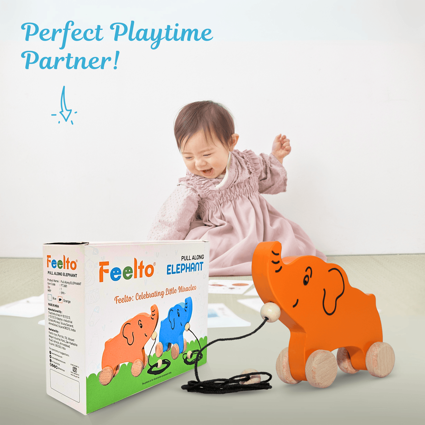 Toy Wooden Pull Along - Elephant toy for kid