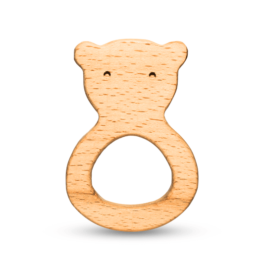 Toy Eco-Friendly Wooden Teddy Teether for 6-12 Month Infants