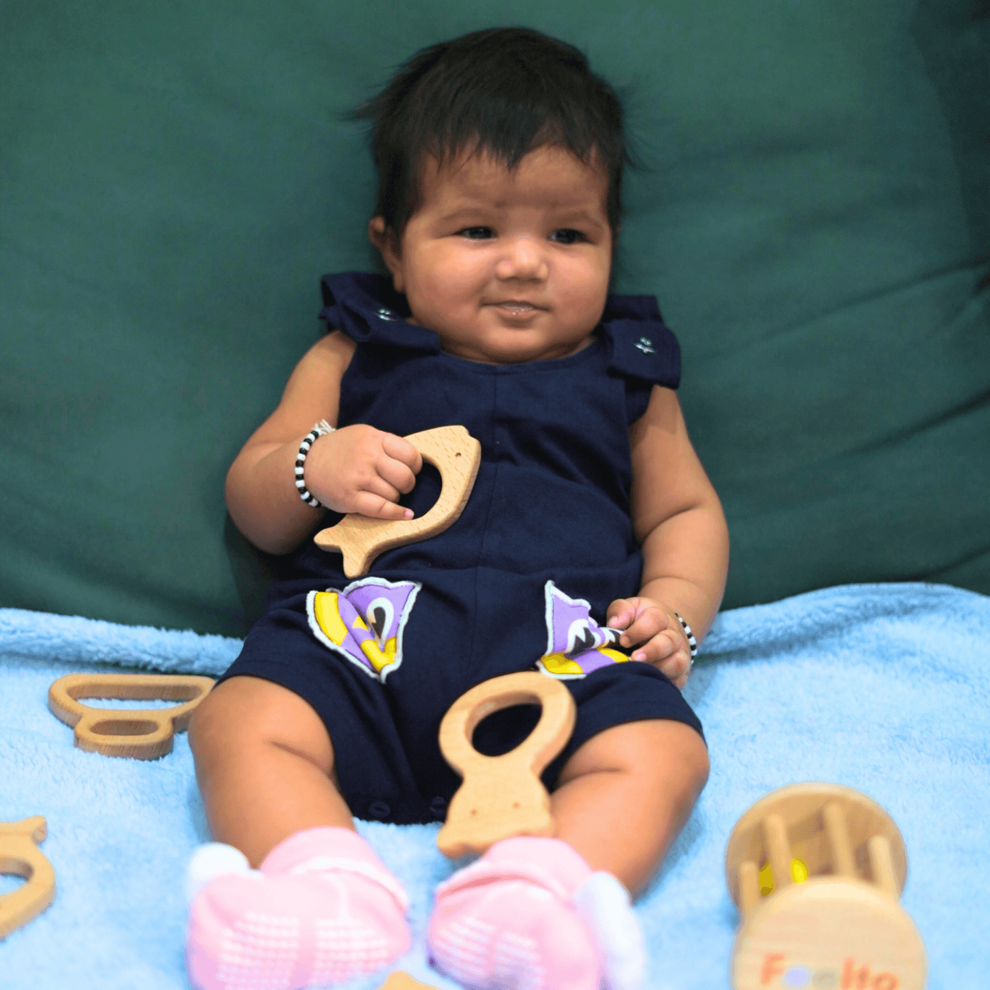 Toy Fish Teether for 6-12 Month Infants | Safe Wooden Baby Teether