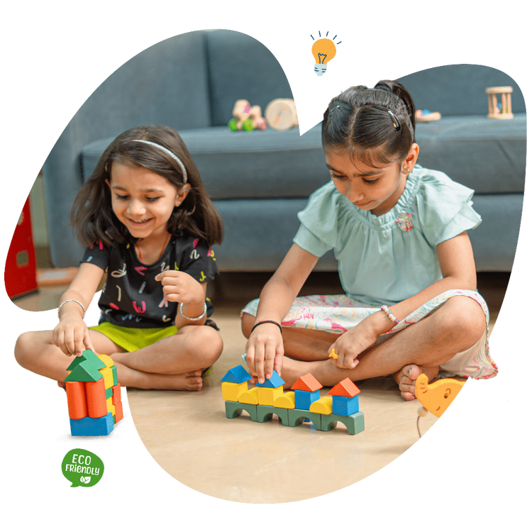 Eco-Friendly 32-Piece Wooden Building Block Set Feelto Toys