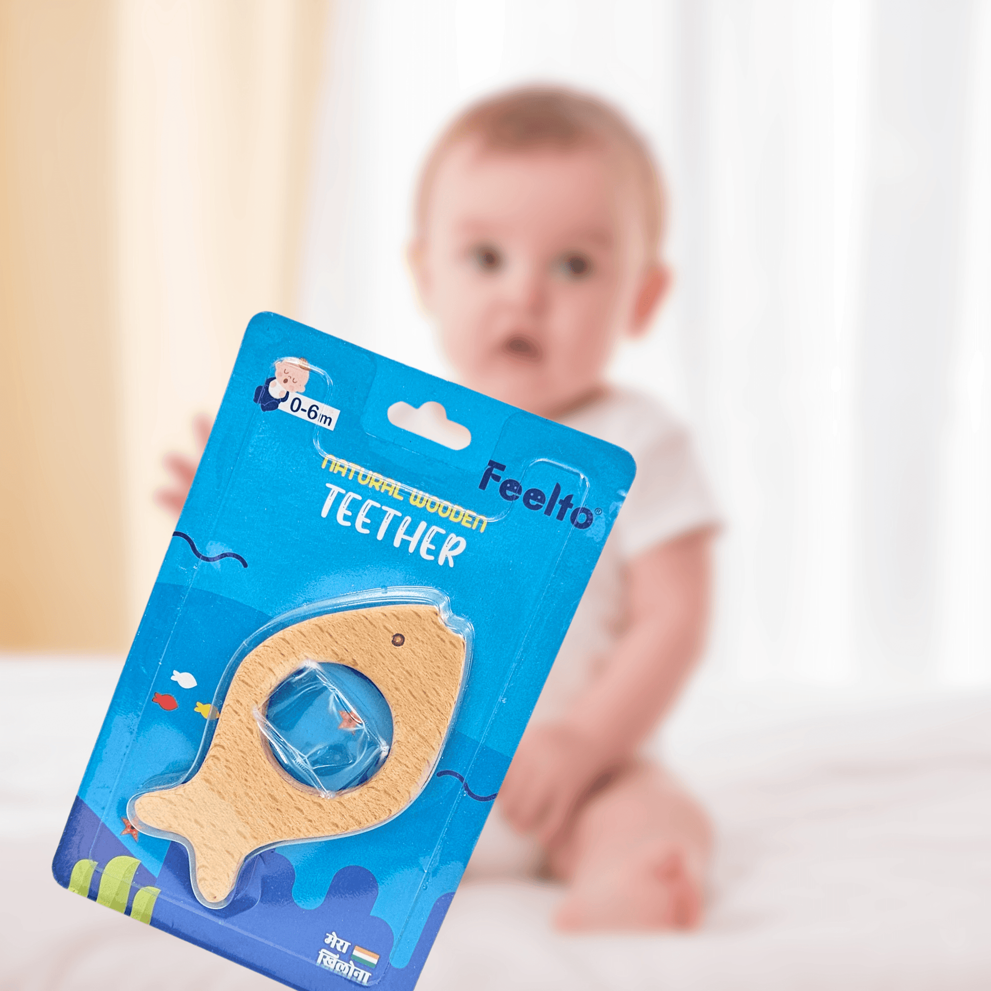 Toy Fish Teether for 6-12 Month Infants | Safe Wooden Baby Teether