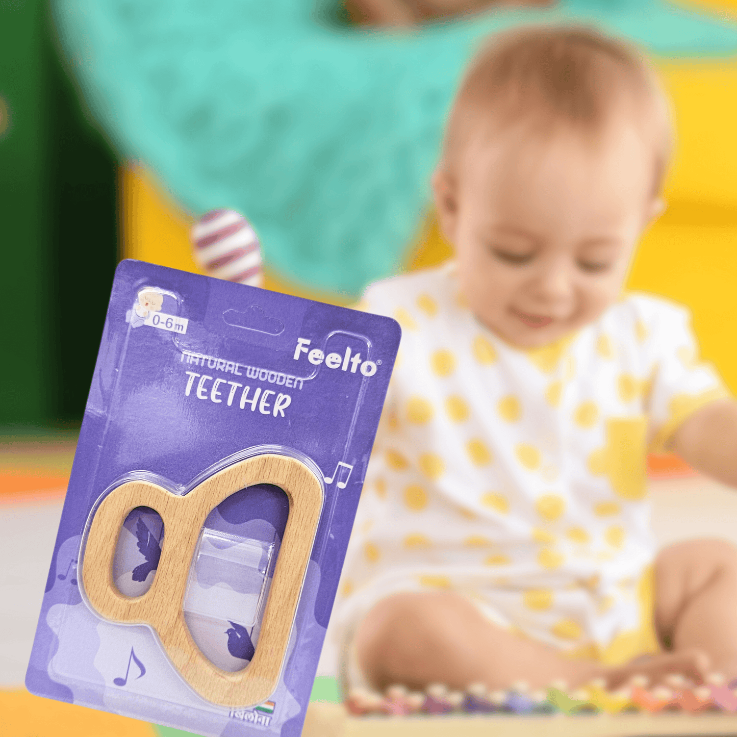 Toy Natural Wooden Teether for Infants (6-12 Months) - Musical Design